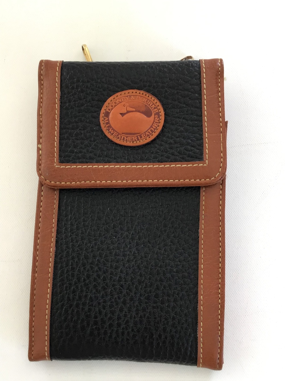 Vintage Dooney & Bourke All-Weather Leather AWL Wallet Black Tan Duck Logo